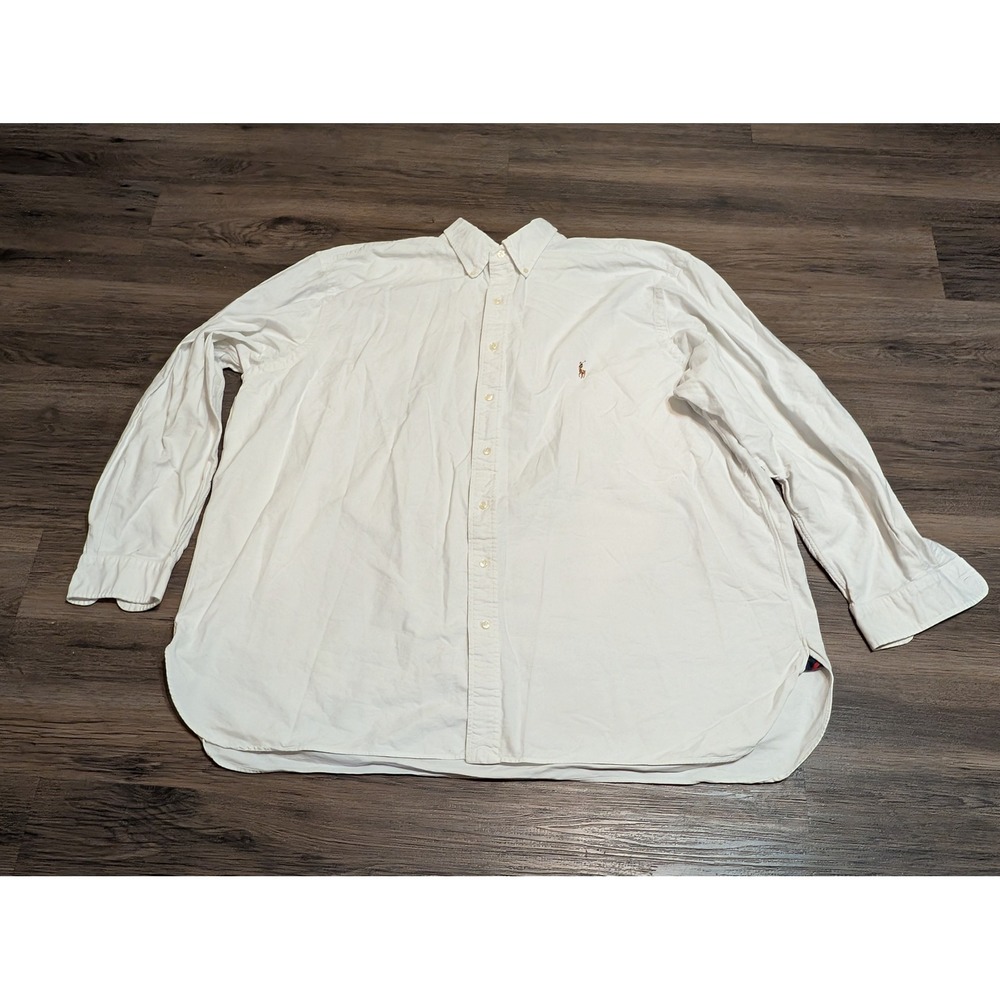 Ralph Lauren Classic Fit White Button Down Shirt 3XB Big Long Sleeve Cotton Logo